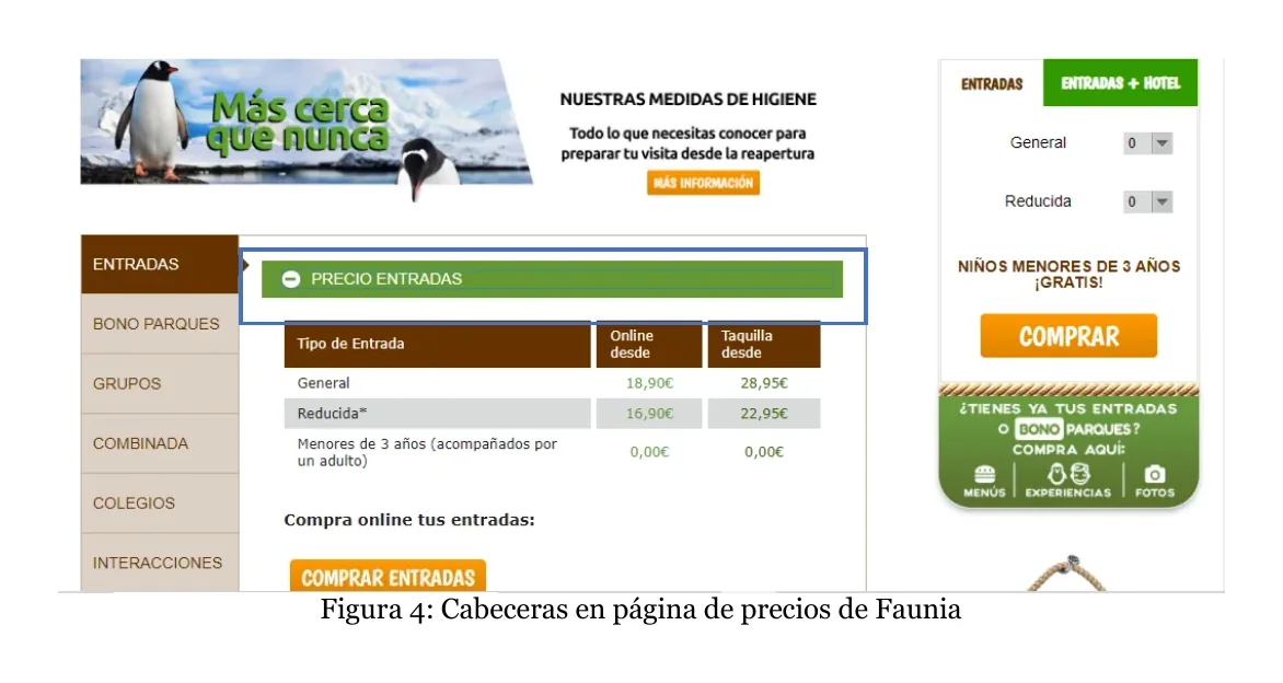 Captura de la comprobación de la navegación con teclado en el menú de la web analizada
