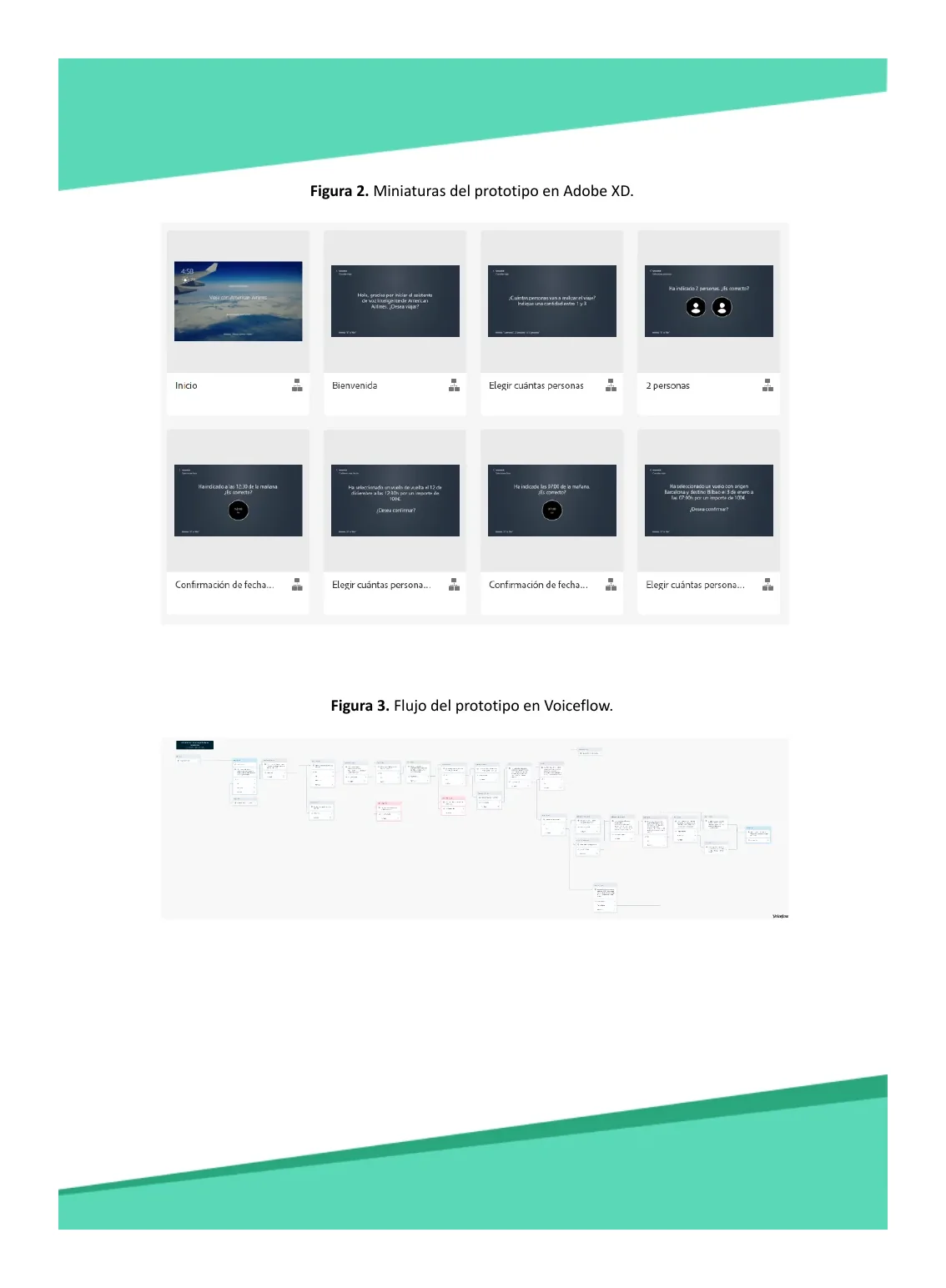 Pantallas del prototipo del asistente de voz en Adobe XD
