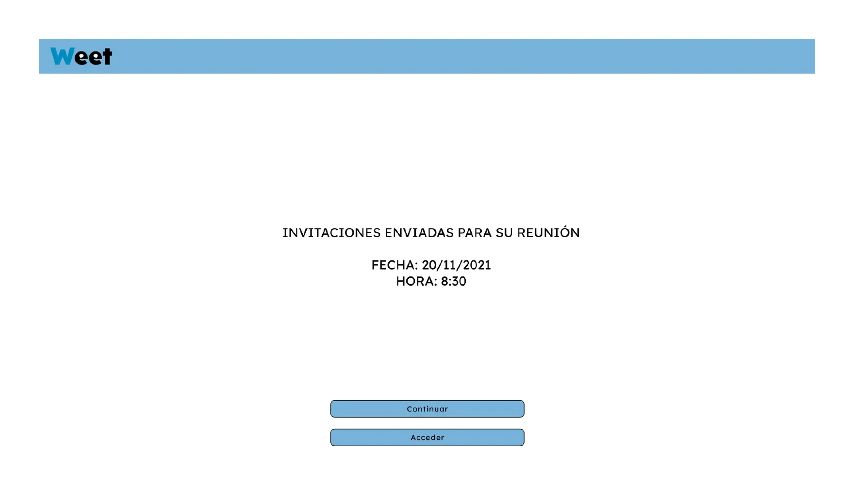 Pantalla de invitaciones enviadas para una reunión