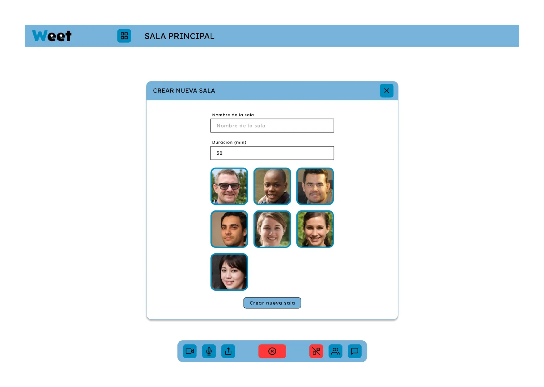 Ventana para crear subsalas y asignar participantes